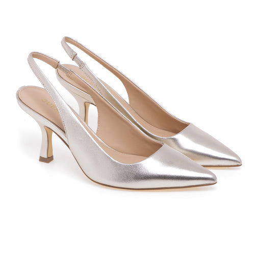 Guess decolletè in laminated leather with open heel and 80 mm heel - 2