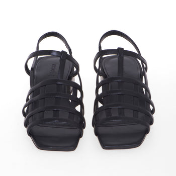 Vic Matiè flat sandal in leather with cage-effect upper - 5
