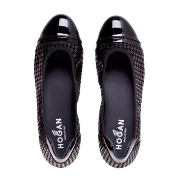 Hogan ballerina in black suede with contrasting houndstooth print - 5