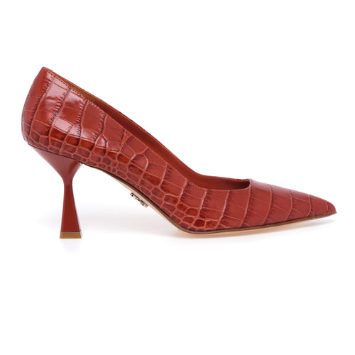 Sergio Levantesi decolletè in croco print leather with 80 mm heel