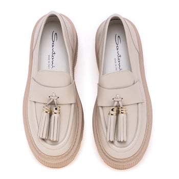 Santoni leather moccasin with tassels - 5