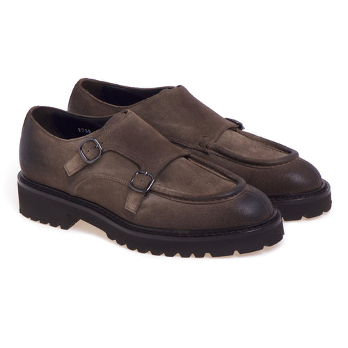 Doucal's Norwegian stitch suede shoe with double buckle - 2