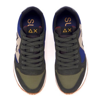 Sun68 Jaki Bicolor sneaker in suede and fabric with maxi leather logo - 5