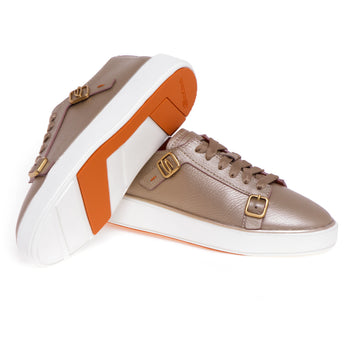 Santoni sneakers in hammered leather with buckles - 4