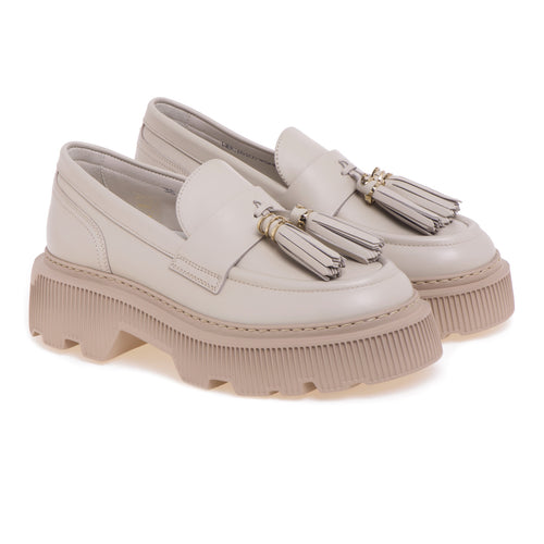 Santoni leather moccasin with tassels - 2