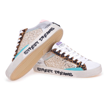 Sneaker Crime London "Distressed" in pelle e glitter - 4