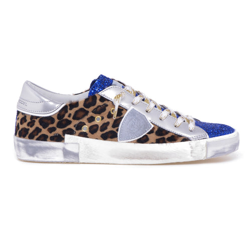 Philippe Model Paris Low sneaker with ponyskin and glitter inserts