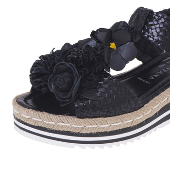 Pons Quintana sandal in woven leather with flower - 4