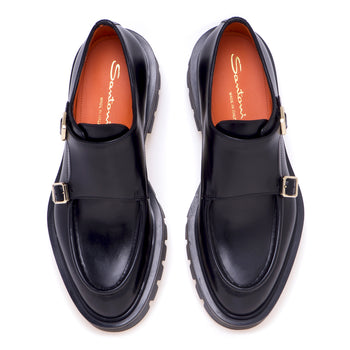 Santoni leather shoe with double buckle - 5