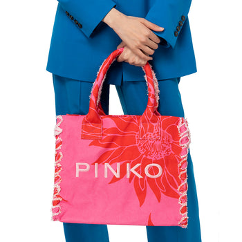 Pinko beach shopping in recycled and printed canvas - 6