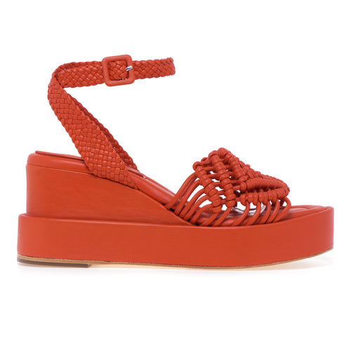 Paloma Barcelò "Vallet" sandal in woven leather with wedge - 1