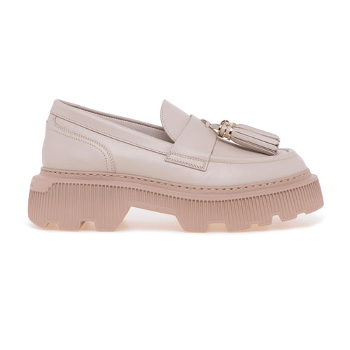 Santoni leather moccasin with tassels - 1