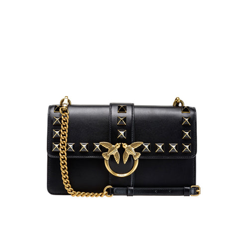 Pinko Classic Love shoulder bag in leather with square studs