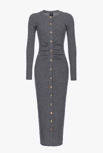 Pinko long fitted dress in wool blend knit - 4