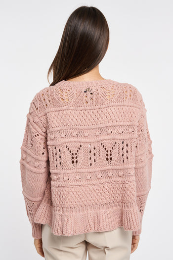 Dixie crewneck sweater in wool blend with crochet effect - 5