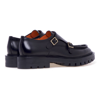 Santoni leather shoe with double buckle - 3