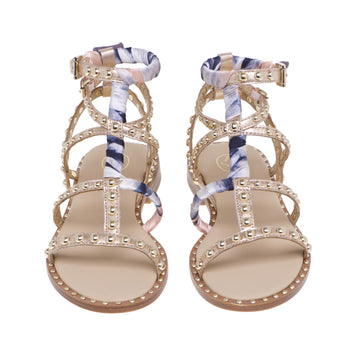 ASH flat sandal in laminated leather with studs and fabric scarf - 5