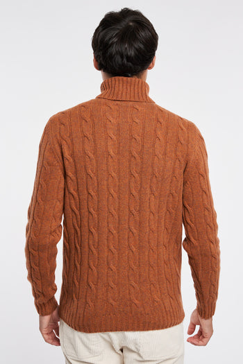 Maglia collo alto con costa treccia in lana - 5