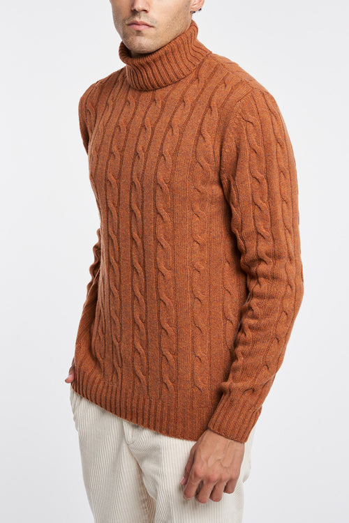 High neck sweater with wool braided rib - 2