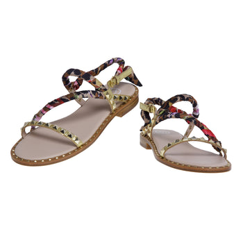 Ash sandal in laminated leather with studs and scarf - 3