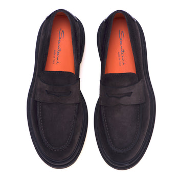 Santoni moccasin in suede with horsebit and rubber sole - 5