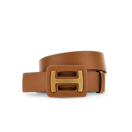 Hogan belt in hammered leather with maxi "H" buckle - 1