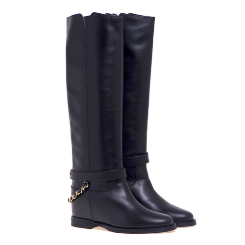 Via Roma 15 leather boot with strap with "VR" logo and chain - 2
