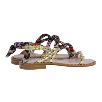 Ash sandal in laminated leather with studs and scarf - 4