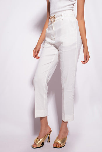 Pinko trousers in stretch linen with Love Birds belt - 8