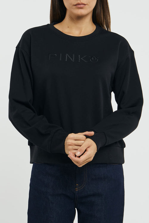 Pinko cotton sweatshirt with embroidered logo - 1