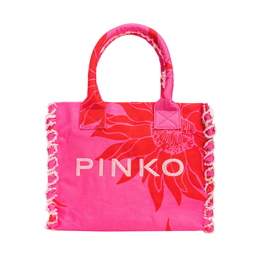 Pinko beach shopping in recycled and printed canvas