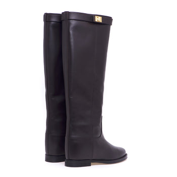 Via Roma 15 leather boot with wedge and strap - 3