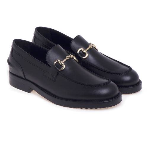 Anna F. leather moccasin with BLACK horsebit - 2
