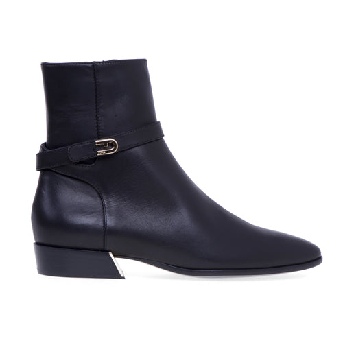 Furla leather ankle boot with strap and personalized heel