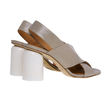 Halmanera leather sandal with 90 mm white sculptured heel - 4