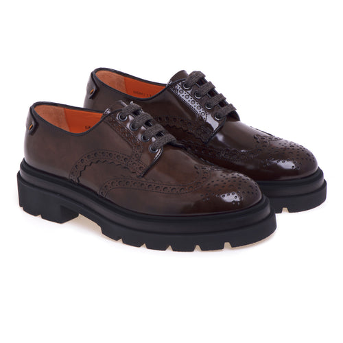 Santoni English style lace-up shoes in shiny antique-effect leather - 2