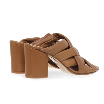 Fru.it sabot in leather with padded braided bands and 80 mm heel. - 3
