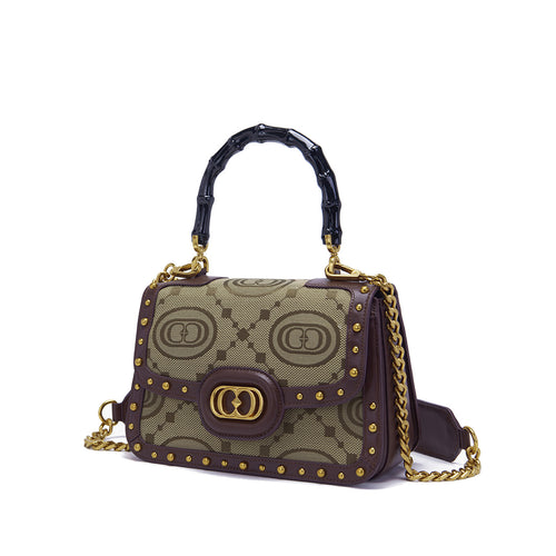 La Carrie handbag in monogram fabric and leather - 2