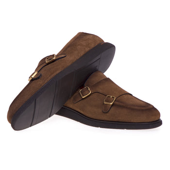Santoni moccasin in suede with double buckle - 4