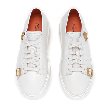 Santoni sneakers in hammered leather with buckles - 5