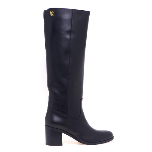 Via Roma 15 leather boot with rear vent and 70 mm heel - 1