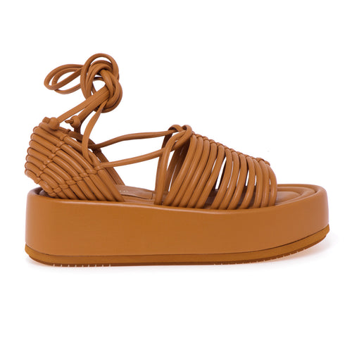 Paloma Barcelò "Danae" leather sandal with lace-up closure