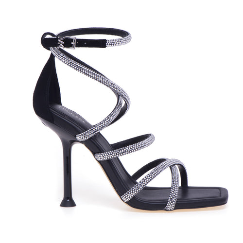 Michael Kors Imany Strappy full rhinestone sandal with 105 mm heel