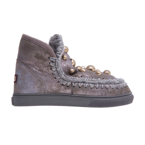 Boot Mou Eskimo Sneaker in camoscio laminato con maxiborchie oro - 1