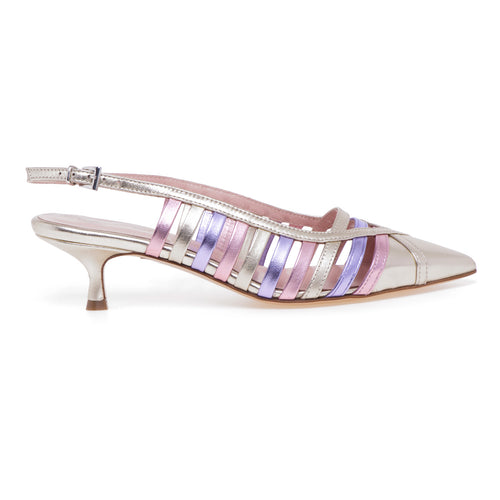 Anna F. pump in laminated leather with 45 mm heel