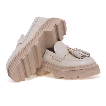 Santoni leather moccasin with tassels - 4