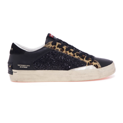 Sneaker Crime London "Distressed" in pelle e glitter