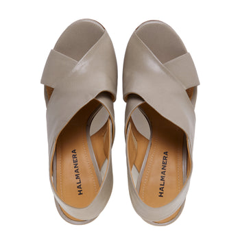 Halmanera leather sandal with 90 mm white sculptured heel - 5