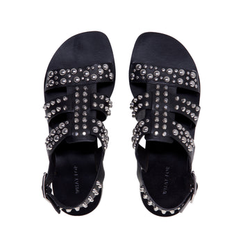 Flat what for leather sandal with studs - 5
