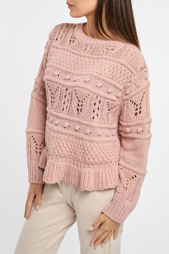 Dixie crewneck sweater in wool blend with crochet effect - 4
